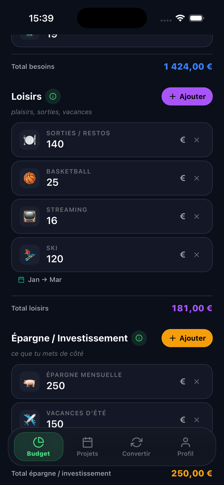 Dépenses